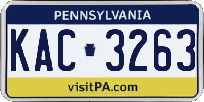 PA license plate KAC3263