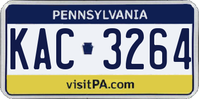 PA license plate KAC3264