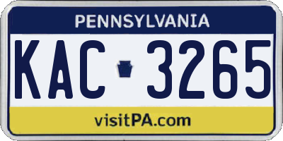 PA license plate KAC3265