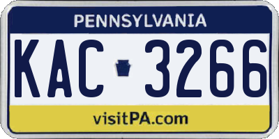 PA license plate KAC3266