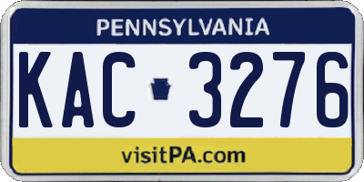 PA license plate KAC3276