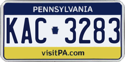 PA license plate KAC3283