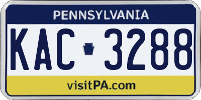 PA license plate KAC3288