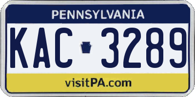 PA license plate KAC3289