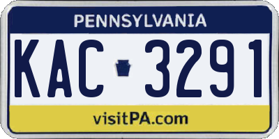 PA license plate KAC3291