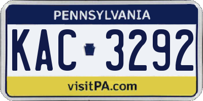 PA license plate KAC3292