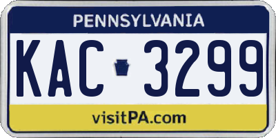PA license plate KAC3299