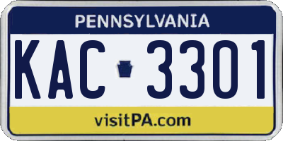 PA license plate KAC3301