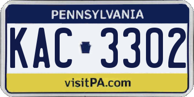 PA license plate KAC3302
