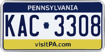 PA license plate KAC3308
