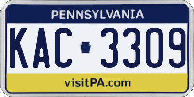 PA license plate KAC3309