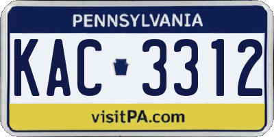 PA license plate KAC3312