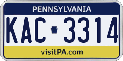 PA license plate KAC3314