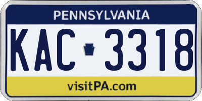 PA license plate KAC3318