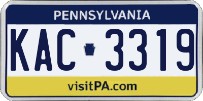PA license plate KAC3319