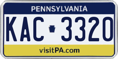 PA license plate KAC3320
