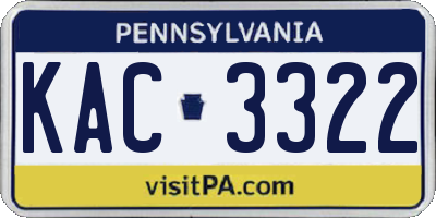 PA license plate KAC3322