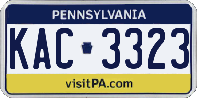 PA license plate KAC3323