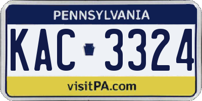 PA license plate KAC3324