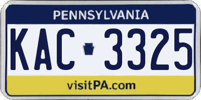 PA license plate KAC3325