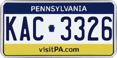 PA license plate KAC3326