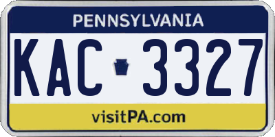 PA license plate KAC3327