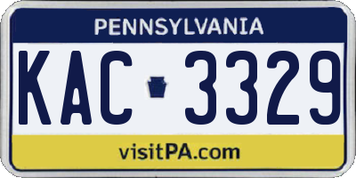 PA license plate KAC3329