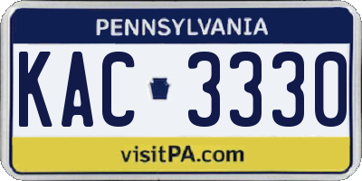 PA license plate KAC3330