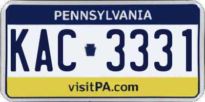 PA license plate KAC3331