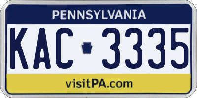PA license plate KAC3335