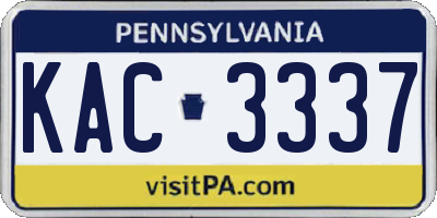 PA license plate KAC3337