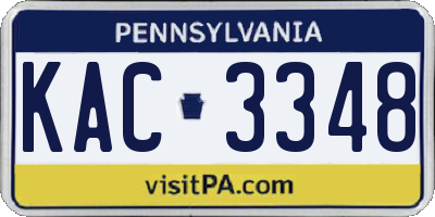 PA license plate KAC3348