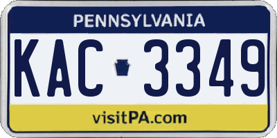 PA license plate KAC3349