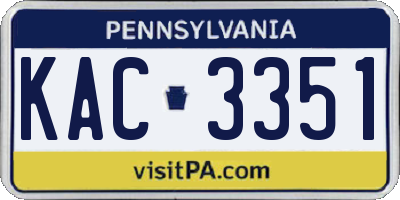 PA license plate KAC3351