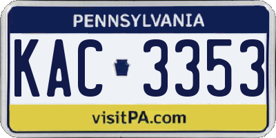 PA license plate KAC3353