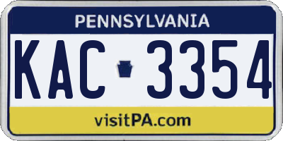 PA license plate KAC3354