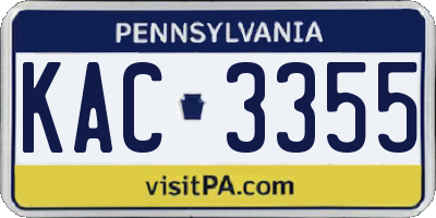 PA license plate KAC3355