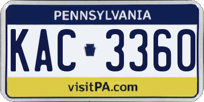 PA license plate KAC3360