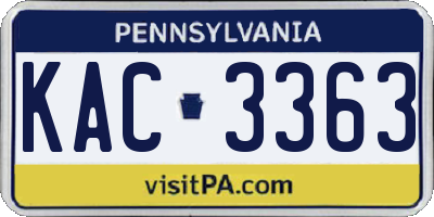 PA license plate KAC3363