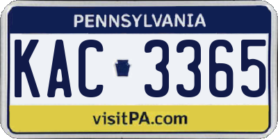 PA license plate KAC3365