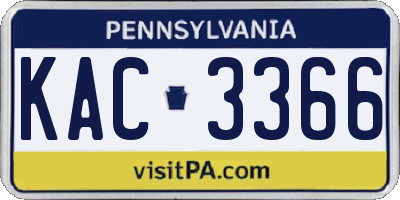 PA license plate KAC3366