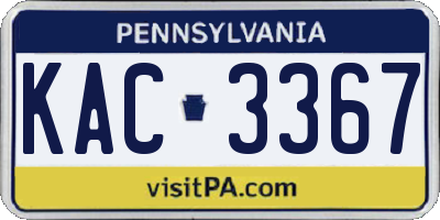 PA license plate KAC3367