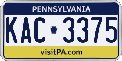 PA license plate KAC3375