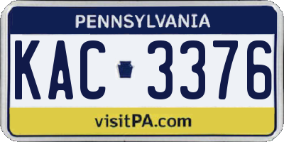 PA license plate KAC3376