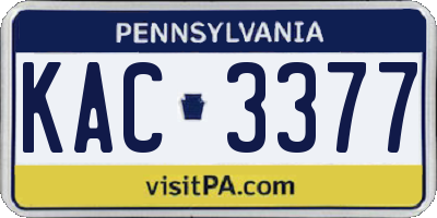 PA license plate KAC3377