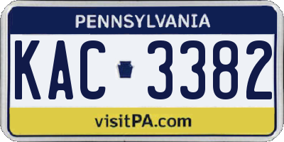 PA license plate KAC3382