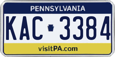 PA license plate KAC3384