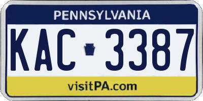 PA license plate KAC3387
