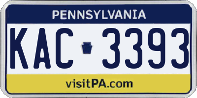PA license plate KAC3393