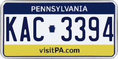 PA license plate KAC3394